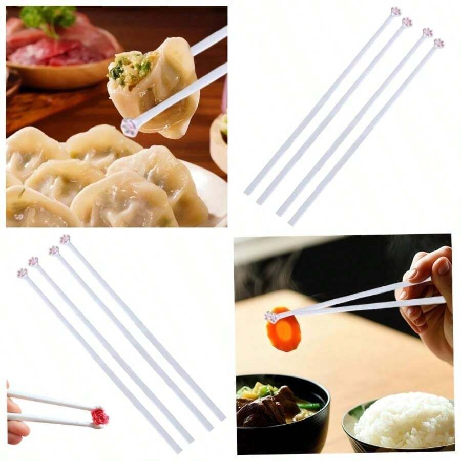 Paw Chopsticks 2 Pares de 8 pulgadas White Chopsticks porttiles lavables reutilizables lindas vajilla, regalos ideales reutilizables - 2 pares - Ver 1