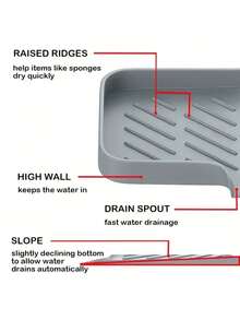 1 pièce Porte-savon en silicone avec drainage - tapis antidérapant anti-éclaboussures pour éviers de cuisine et de salle de bain