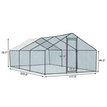 20 X 10 Ft Large Metal Chicken Cage, Walk-In Poultry Cage Chicken Hen Run House With Waterproof Cover, Rabbits Cats Dogs Farm Pen For Outdoor Backyard Farm Garden  6*3*2m - 黑色 - 查看 3