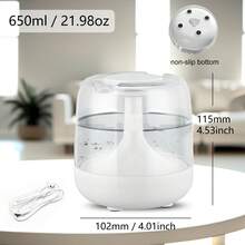 Mini Bedroom Humidifier, Small Home High Mist Aroma Diffuser, High Mist USB Humidifier, Top Fill, Large Capacity, Suitable For Bedroom, Nursery, Plant Humidifying, 7 Color Lights, Quiet Operation - Multicolor - View 6