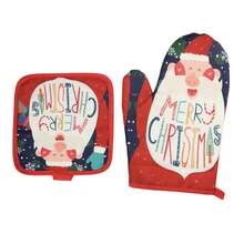 1 set de mănuși izolate pentru copt de Crăciun, set de mănuși pentru cuptorul cu microunde de Crăciun, esențiale pentru casă și bucătărie, cel mai bun cadou pentru tema de Crăciun și Anul Nou