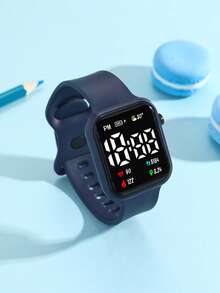 1 件电池供电数字手表，带计步器、LED 显示屏、TPU 表带，适合学生、儿童、青少年、男女，适合运动、户外、礼物和节日