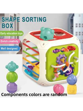 Juguetes de clasificación de formas para bebés, 7 en 1 con actividades: cubo de clasificación, xilófono, sonajero sensorial, juguetes Montessori, cubo sensorial, juguetes de clasificación, regalos ideales para cumpleaños y Navidad de niños