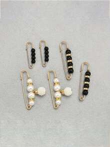 6 Stücke/12 Stücke glänzende ABS Perlen Sicherheitsnadeln, Taillengürtel Accessoire, Kleiderhalter, Brosche Weihnachtsgeschenk