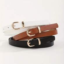 3-Piece Set Gold Single Color Belt Women's Casual Business Style Multi-Functional Skirt Pants Accessories - Black White Brown - View 10
