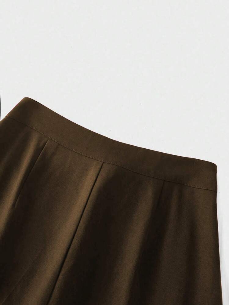 Pantalones acampanados de talle alto en color borgoña, elegantes y versátiles para el uso diario en primavera - Marrón - Añade 8