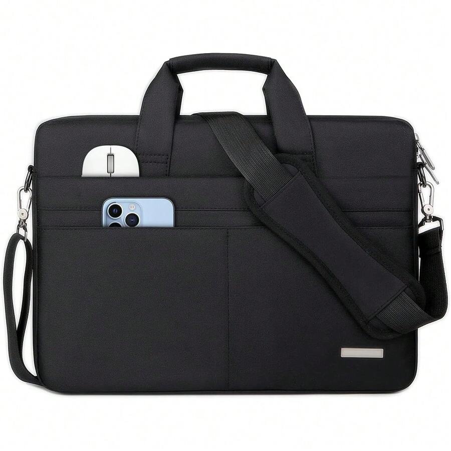 Funda para Laptop 15.6 pulgadas Bolsa para laptop para hombre y mujer Impermeable Portafolio Maletin para laptop Bolsas de Mensajero para Computadora para viajes de negocios,Negro - Negro - Ver 1
