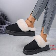 New Women's Fashion Slip-On Snow Boots Slippers Beach Cute Fluffy Faux Fur Lined House Shoes