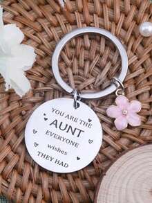 Niece/Nephew's Mother's Day Gift For Aunt; Funny Keychain; Aunt's Favorite Aunt; Valentine's Day, Christmas, Aunt's Birthday Gift; Niece/Nephew's Birthday Slogan Casual Leisure Party Cute Elegant Stainless Steel Christmas