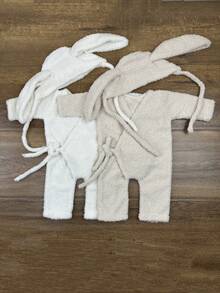 2 sztuki/zestaw strojów do fotografii noworodkowej, kombinezon i czapeczka z uszami króliczka, rekwizyty do zdjęć z kamieni milowych rozwoju niemowląt