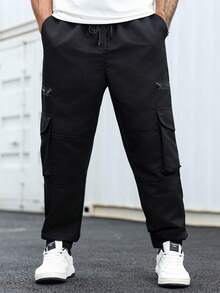 Plus Size Men's Casual Solid Color Cargo Pants