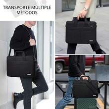Funda para Laptop 15.6 pulgadas Bolsa para laptop para hombre y mujer Impermeable Portafolio Maletin para laptop Bolsas de Mensajero para Computadora para viajes de negocios,Negro - Negro - Ver 8