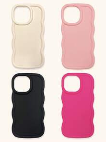 白色粉色酒红色黑色不对称波浪纹基础款手机壳4件套，多巴胺波浪纹手机壳，兼容和Galaxy 16/16 Pro Max/16 Pro/16 Plus，春季礼物，生日周年纪念，国际版，非国内版 - 彩色 - 查看 38