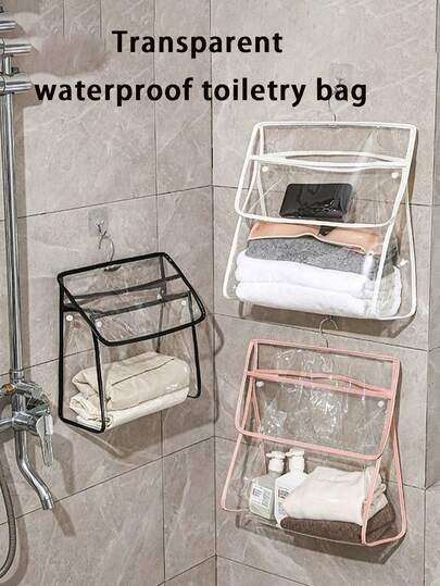 1 件防水浴室悬挂式收纳袋，壁挂式淋浴衣物收纳袋