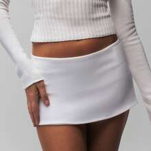 Women's Fashion Mini Skirts Solid Color Low Waist Short Skirts Summer Casual Bodycon Skirts Streetwear - 白色 - 查看 4