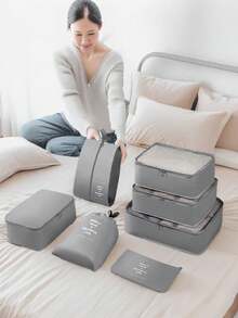 7pcs/Set Large Capacity Travel Organizer, Waterproof Portable Luggage Packing Cubes For Clothes, Suitable For Travel, Luggage, Backpack, College Dorm Essentials - Multicolor - View 6