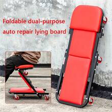 Foldable Garage Mobile Mechanics Creeper Bench 2 In 1 Workshop Trolley Padded Car Repair 360° Rotating Resting Board Stool - Red - View 6
