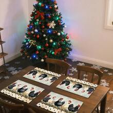 1 set/1 pezzo/4 pezzi/6 pezzi/100 pezzi Tovagliette stile fattoria retrò con stampa di polli, tovagliette termoisolanti, adatte per decorazione domestica, pranzi festivi, decorazione di cucina e feste, possono essere regalate - Multicolore - Visualizzare 5