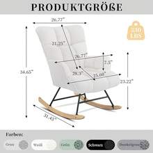 Schaukelstuhl, Stillsessel Schaukelsessel, Teddystoff Gepolsterter Schwingsessel Lesesessel Relaxstuhl Sessel mit Holzkufen, Armlehne, für Wohnzimmer, Schlafzimmer, Babyzimmer, Grau