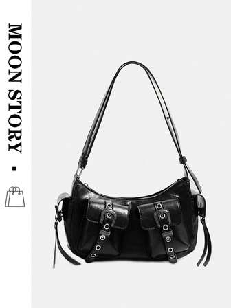 New Y2K Sweet & Spicy Biker Bag For Women, Retro High-Quality Large Capacity One Shoulder Underarm Bag,