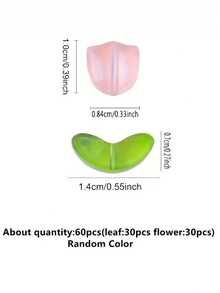 30pcs Mix Color Tulip And 30pcs Leaf Glass Beads