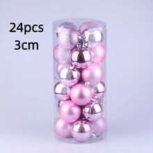 24个3CM/4CM/6CM/8CM。圣诞树装饰球圣诞派对挂球装饰摆件，是家居圣诞装饰礼物。注意：本产品属于手工艺品，可能存在轻微污垢、灰尘、胶印、胶水溢出等痕迹。轻微划痕属于本产品的正常现象，不影响外观或使用注意事项；挂绳随机。