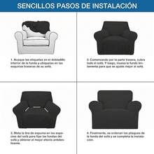 Funda para Sofá, Cubierta para Sofa 1 Plazas, Asiento de 70 "De Ancho, Protectores para Sala de Material Poliéster, Repelente al Agua, Suave con Elasticidad, Lavable en la Lavadora(Gris) - Negro - Ver 5