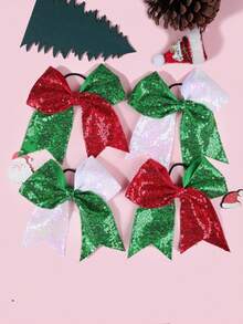 2 piezas Set de Lazos Elásticos para el Cabello con Lentejuelas - Accesorios Brillantes para el Cabello, Multicolor - Adecuado para Trenzas, Moños, Coletas, Adolescentes, Decoración de Fiesta de Navidad y Cumpleaños, Pasadores y Diademas - Decoraciones Fáciles de Usar para el Cabello en Días Festivos