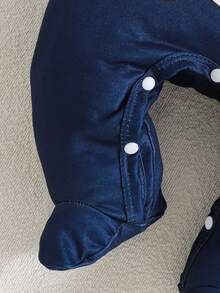 1pc Cute Bear Design Baby Jumpsuit With Baseball Cap - Blue - View 6