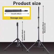 160cm Mobile Phone Tripod&Selfie Stick, Extendable Phone Stand, Stable And Adjustable Height, Multi Angle Shooting Selfie Stick Tripod For Video Recording - 黑色 - 查看 2