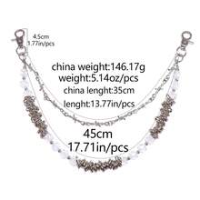 1pc New Vintage Fashion Thorn Asymmetric Pearl Chain Accessory, Punk Style Handmade Double-Layer Pants Chain, Suitable For Daily Wear