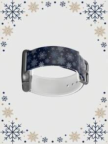 1pc Navy Blue Snowflake Soft Elastic Breathable Wristband Replacement Watch Band Compatible With Samsung, Garmin, Honor Smartwatches, 38mm 40mm 41mm 45mm 44mm 42mm 46mm 49mm, Fashionable Casual Multi-Color Silicone Watch Band Compatible With Apple Watch Ultra SE/11/10/9/8/7/6/5/4/3/2/1 - Multicolor - View 4