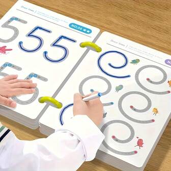 Kontrollpennträningskort - Raderbar bokstavs- och sifferarbetsbok med färgglada illustrationer, fokuskortspussel för tonåringar, festivalfestpresenter, arbetsbok för finmotorik och hand-öga-koordination, utbildningsbok för ungdomar, livfulla illustrationer, slitstarka sidor, målarbok med penna