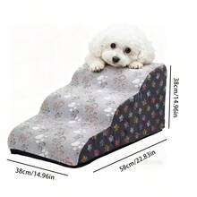 1pc Cartoon Pet Stairs, 2/3/4/5 Steps High Elastic Foam Climbing Ladder Suitable For Elderly, Disabled Pets To Access Sofa, Bed, Non-Slip & Removable