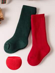 2 pary/partia skarpetek niemowlęcych do kolan, świątecznych, dla dzieci, dziewcząt i chłopców, miękkich, długich, uroczych hiszpańskich, grubych, płaskich skarpetek, ciepłych, grubych, pętelkowych, dziecięcych skarpetek na 0-3 lata