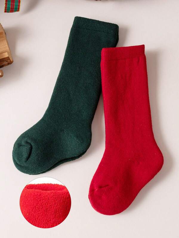 2 pary/partia skarpetek niemowlęcych do kolan, świątecznych, dla dzieci, dziewcząt i chłopców, miękkich, długich, uroczych hiszpańskich, grubych, płaskich skarpetek, ciepłych, grubych, pętelkowych, dziecięcych skarpetek na 0-3 lata