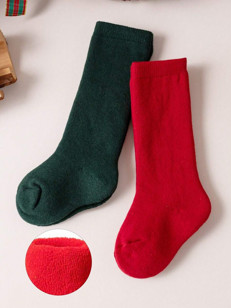 2 pary/partia skarpetek niemowlęcych do kolan, świątecznych, dla dzieci, dziewcząt i chłopców, miękkich, długich, uroczych hiszpańskich, grubych, płaskich skarpetek, ciepłych, grubych, pętelkowych, dziecięcych skarpetek na 0-3 lata