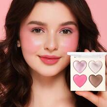Rosawee Paleta de 4 colores Sweet Heart | Rubor, Iluminador y Contorno para un brillo natural