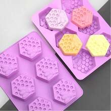 1-Piece 6-Cavity Honeycomb Bee Silicone Mold For Essential Oil Soap – With Heat-Resistant & Easy Release Properties, DIY Handmade Soap Making - Purple - View 10