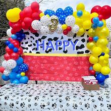 Balloons, 12 Inch Circus Balloons Red Yellow Blue And White Paw Print Puppy Balloons Colorful Confetti Latex Balloon Dog Themed Birthday Party Decorations - 紅色 黃色 藍色 - 查看 3