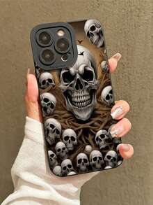 1pc Halloween Scary Skull Graphic Creative Angel Eye Phone Case, Shockproof Full Coverage Protective Cover, Compatible With Apple 16/15/14/13/12 Pro Max, 16/15/14/13/12 Pro, 16/15/14 Plus, Gift For Boyfriend/Girlfriend