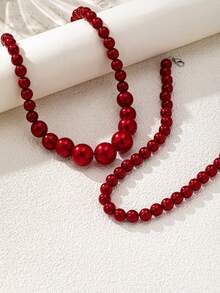 1pc New Design Pearl Chain Necklace, Elegant And Sophisticated Multi-Layer Choker Necklace For Women