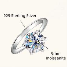 1 pezzo Anello in moissanite da 0,5/1/2/3/5 carati, ipoallergenico in argento sterling 925, adatto per fidanzamento, anniversario di matrimonio, uso quotidiano, vacanze, feste e occasioni formali