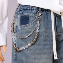 1pc New Vintage Fashion Thorn Asymmetric Pearl Chain Accessory, Punk Style Handmade Double-Layer Pants Chain, Suitable For Daily Wear