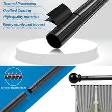 适用于 54-156 英寸窗户的窗帘杆,5/8 英寸装饰浴帘杆套装,哑光黑色拼接单窗帘杆带支架,适用于浴室、卧室、客厅、户外露台、厨房,小型窗帘杆浴室配件浴室工具 - 黑色 - 查看 11