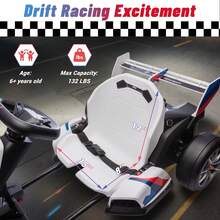 (24V 36V Electric Go Kart With Adjustable Seat), Licensed BMW Drift Kart With Dual 300W Motors, Crazy Go Cart For Kids Ages 6-12, Cool LED Lights, Drift Mode And 2 Speeds - 白色 - 查看 3