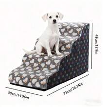 1pc Cartoon Pet Stairs, 2/3/4/5 Steps High Elastic Foam Climbing Ladder Suitable For Elderly, Disabled Pets To Access Sofa, Bed, Non-Slip & Removable