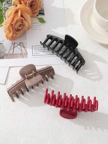 3pcs Plus Size Women's Silicone Hair Clips, Flexible Claw Clips, Soft Bendable Hair Claws, Hair Accessories, Non-Slip Fixation Claws, Versatile Bun Hairstyle Clips, Suitable For Work, Yoga, Running, Party And More, Autumn Hair Accessories Winter Hair Clutch