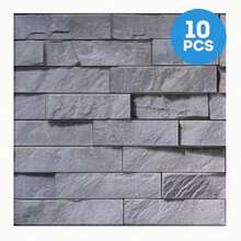 10pcs, 3D PVC Stone Wall Stickers, Self-Adhesive Waterproof Foam, Faux Stone Paneling, Rectangular, Matte Finish, Rustic Style, Ceramic Surface, Geometric Pattern, Multi-Surface Installation, Reusable, Home Decor For Bedroom, Bathroom, Kitchen, Fireplace - Multicolor - View 2