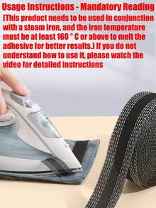 1 卷自粘下摆胶带，可调节裤腿长度，服装配件（本产品需要蒸汽熨斗，熨斗温度 160-180 度。如果您不知道如何使用，请观看视频了解详细说明）